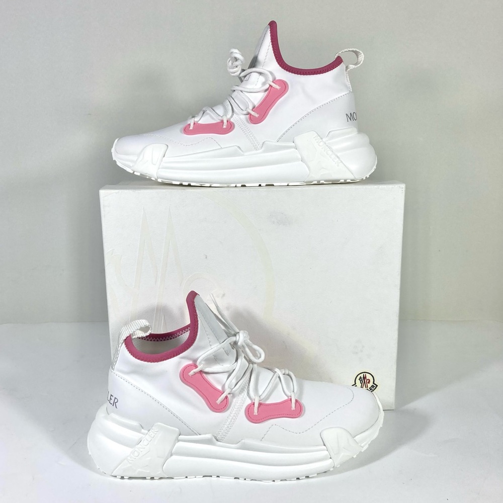 Moncler Lunarove Low Top Sneakers Pull Tab White Pink Size EU 40 US 10 NEW - Picture 17 of 17